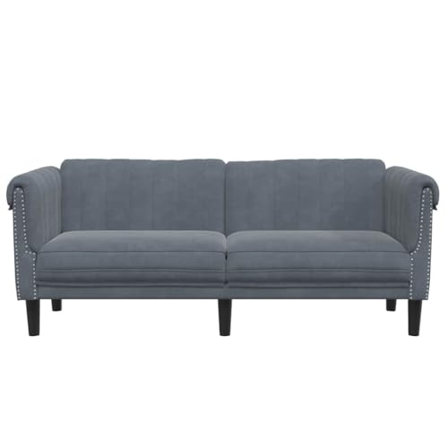 2-Seater Sofa Dark Gray Velvet Couch for Living Room Modern Upholstered Small Furniture with Thick Padding - color: Dark Gray/2-seater, size: 71.7" x 30.3" x 29.1" (W x D x H)