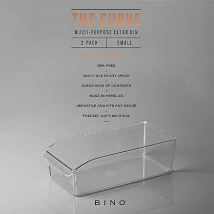 BINO | Plastic Storage Bins, Small | THE CURVE COLLECTION | Multi-Use Organizer Bins | Storage Containers Kitchen, Pantry and Home Organization | Fridge Organizers | Pantry Organization - size: Small