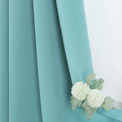 ChrisDowa Blackout Curtains for Bedroom and Living Room 40 Inches Long | 2 Panels Set, Thermal Insulated, Light Blocking, Room Darkening, Grommet, Window Treatment Drapes, Aqua, 29 x 40 Inch - color: Aqua, size: 29"W x 40"L (Pack of 2)