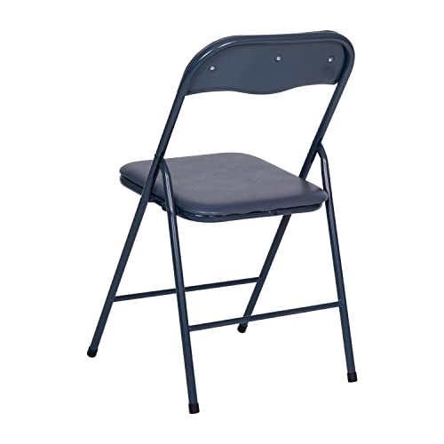 EMMA + OLIVER Navy Square Folding Card Table and Chairs Set for 4 Players | Lightweight, Easy Storage, Padded Top - color: Navy