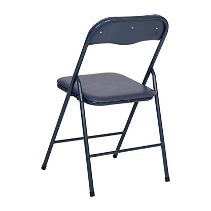 EMMA + OLIVER Navy Square Folding Card Table and Chairs Set for 4 Players | Lightweight, Easy Storage, Padded Top - color: Navy