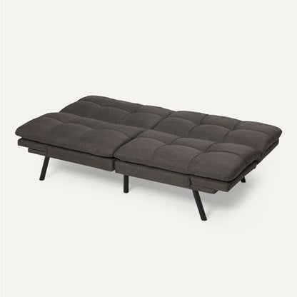 Amazon Basics Futon Sofa Bed, Convertible Memory Foam Sofa Couch with Adjustable Positions for Small Living Room, Office, Apartment, Dark Grey Linen Fabric - color: Dark Grey