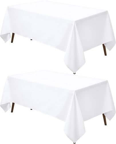 Utopia Kitchen Rectangle Table Cloth 2 Pack [90x156 Inches, White] | Tablecloth Machine Washable, Polyester Table Cover for Dining, Buffet Parties, Picnics, Events, Weddings and Restaurants - color: White, size: 2 Pack 90x156 Inch Tablecloth