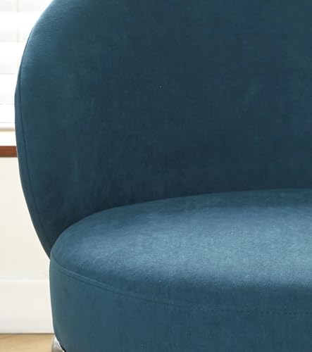 GDFStudio 27" Modern Accent Chair, Comfy Lounge Chair, Velvet Upholstered Chair, Mid Century Modern Armchair with Metal Legs, Solid Wood Frame, Cushion Barrel Side Chair for Living Room Bedroom, Blue - color: Blue + Velvet
