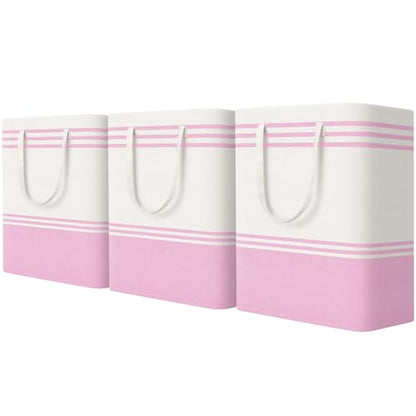 TranquilRelax 3-Pack Laundry Basket, Laundry Hamper, Pink-125L | Freestanding＆Water-Resistant Laundry Hamper, Collapsible Tall Clothes Hamper with Carry Handles for Clothes, Laundry Basket - color: Pink, size: 125L