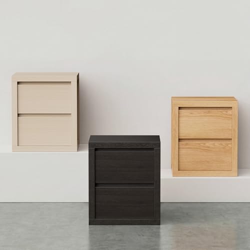 Nightstand with 2 Drawers, Modern Bedside Table with Handless Design, Wood End Table with Thickened Design, Night Stand for Bedroom, Oak - color: Oak