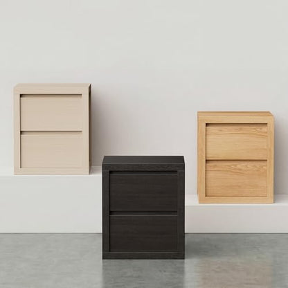 Nightstand with 2 Drawers, Modern Bedside Table with Handless Design, Wood End Table with Thickened Design, Night Stand for Bedroom, Oak - color: Oak