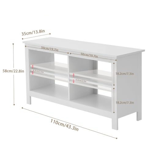 43 inch TV Stand, Suitable for TVs up to 50 inches, Small TV Stands with Open Storage Shelves, Living Room Entertainment Centers, and Bedroom TV Consoles (White) - color: White