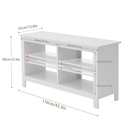 43 inch TV Stand, Suitable for TVs up to 50 inches, Small TV Stands with Open Storage Shelves, Living Room Entertainment Centers, and Bedroom TV Consoles (White) - color: White