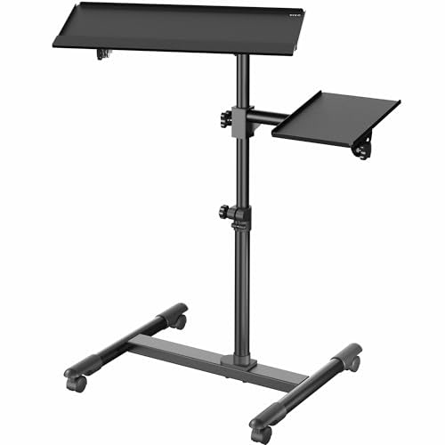VIVO Black Mobile Keyboard Tray and Mouse Pad Cart, CART-KB1A | Freestanding, Ergonomic Typing Platform with Tilting Design and Height Adjustment