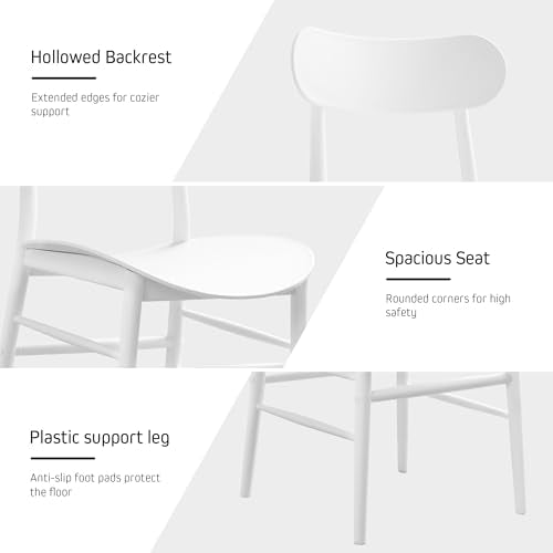 White Dining Chairs Set of 3,Modern Stackable Kitchen Chairs,Plastic Armless Side Chairs for Indoor and Outdoor Cafes,Suitable for Dining Room,Kitchen and Living Room,Easy Assembly
