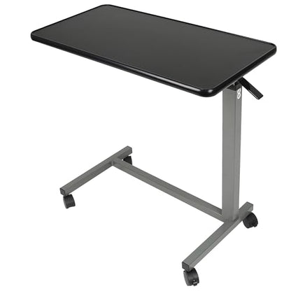 Vaunn Medical Cart Adjustable Overbed Table with Wheels – Rolling Bedside Table for Hospital, Portable Standing Cart & Laptop Desk for Bed, Couch, Wheelchair - color: Black