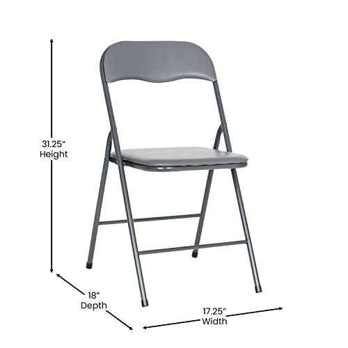 EMMA + OLIVER Gray Square Folding Card Table and Chairs Set for 4 Players | Lightweight, Easy Storage, Padded Top - color: Grey