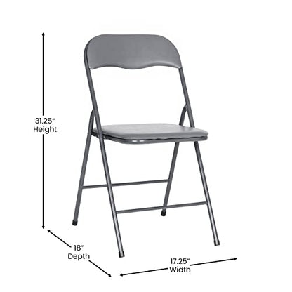 EMMA + OLIVER Gray Square Folding Card Table and Chairs Set for 4 Players | Lightweight, Easy Storage, Padded Top - color: Grey