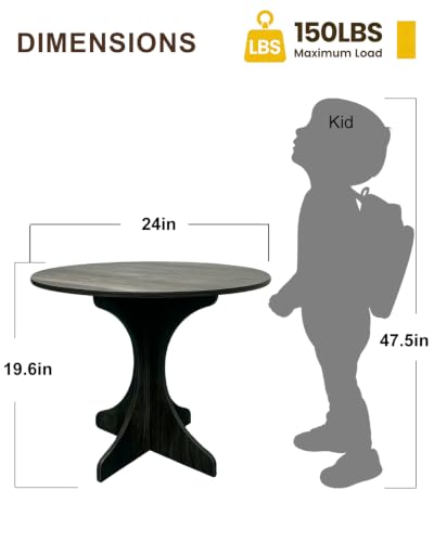 24in Large Round Side Table, Modern Minimalist Accent End Table with Curved Tripod Base, Compact Round Sofa Side Table, Easy Assembly Coffee Table for Living Room Bedroom Balcony-Gray Oak - color: 24in-grey