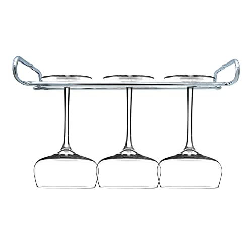 10 Inch Wine Glass Rack Under Cabinet Shelf Stemware Storage Hanging Hanger Organizer Glasses Holder with Drying Under Counter Metal for Kitchen and Bar Set of 4 Silver - size: Set of 4 silver, style: Double Opening