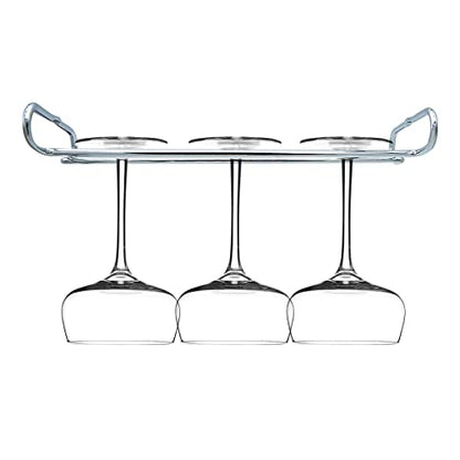 10 Inch Wine Glass Rack Under Cabinet Shelf Stemware Storage Hanging Hanger Organizer Glasses Holder with Drying Under Counter Metal for Kitchen and Bar Set of 4 Silver - size: Set of 4 silver, style: Double Opening