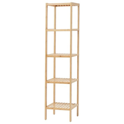 VEVOR 5-Tier Bathroom Standing Shelf, Narrow Shelving Unit, Display Storage Rack Organizer, Freestanding Flower Plant Stand, Multifunctional Bamboo Shelf Ideal for Bathroom, Kitchen, Home, Natural - style: 5-Tier
