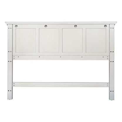 OSP Home Furnishings Farmhouse Basics Queen Headboard Only, Rustic White Finish - size: Queen