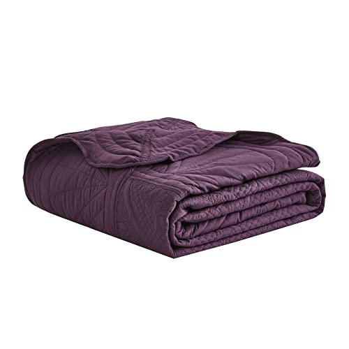 DaisyHuang Bedspread - Full Size Bedding Cover - Modern & Contemporary Coverlet Set, Real Stitching, Reversible, Lightweight, 5 Piece, Purple - color: Plum, size: Full(96"x110")