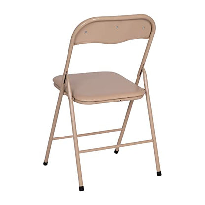 EMMA + OLIVER Tan Square Folding Card Table and Chairs Set for 4 Players | Lightweight, Easy Storage, Padded Top - color: Tan