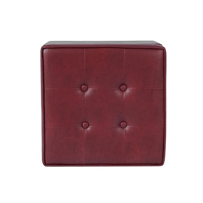 HomePop 18" Leatherette Tufted Square Storage Ottoman - Red - color: Red