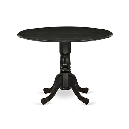 East West Furniture DLT-ABK-TP Dublin Dining Table - a Round Wooden Table Top with Dropleaf & Pedestal Base, 42x42 Inch, Wirebrushed Black - color: Dlt-abk-tp