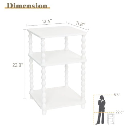 Fultyle End Table, Small Side Table with 3 Tier Open Shelf, Modern Night Stand Bedside Table for Living Room, Bedroom, Office and Small Spaces (White) - color: White