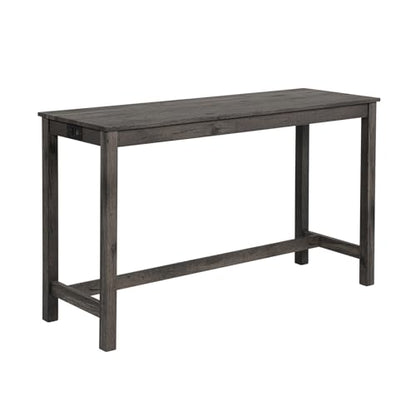 59" Counter Height Bar Table Set with Power Outlet, Industrial Breakfast Table with 3 Padded Stools, 4 Piece Bar Table and Chairs Set for Living Room, Dining Room, Dark Gray - color: R1-dark Gray