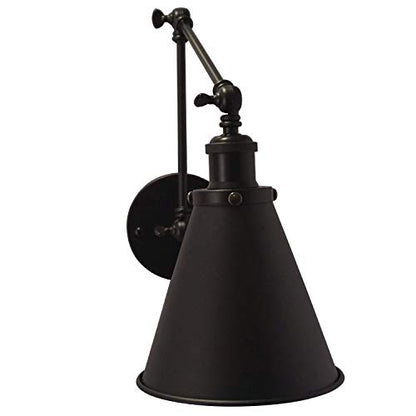 Industrial Black Finish Wall Sconce Arm Angle Adjustable E26 Base 1-Light Wall Lamp for Bedroom,Living Room,Study Room,Office