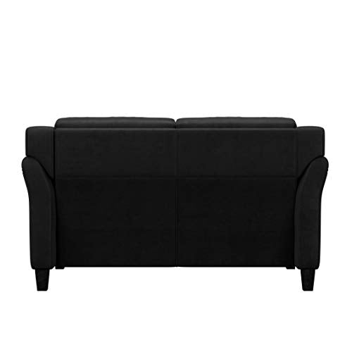 Studio Living Harrington 57.9" Loveseat, Transitional Modern, Pocket Coil Comfort, Easy Assembly, Microfiber Fabric, Black - color: Black, size: Loveseat