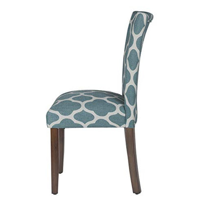 HomePop Parsons Classic Upholstered Accent Dining Chair, Set of 2, Teal and Cream Geometric - color: Teal and Cream, style: Pack of 2