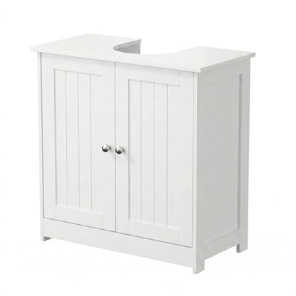 Bonnlo Pedestal Sink Storage Cabinet with 2 Doors Traditional Under Sink Cabinet Bathroom Space Saver Organizer with Adjustable Shelf White 23 5/8" W x 11 7/16" D x 23 5/8" H - color: White