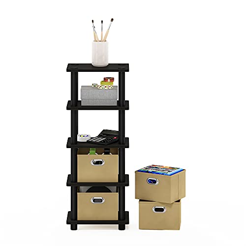 Furinno LACi 4-Bins System Rack, 11.3(W) x 28.8(H) Inch, Espresso/Black - color: Espresso/Black, size: 4-Bins