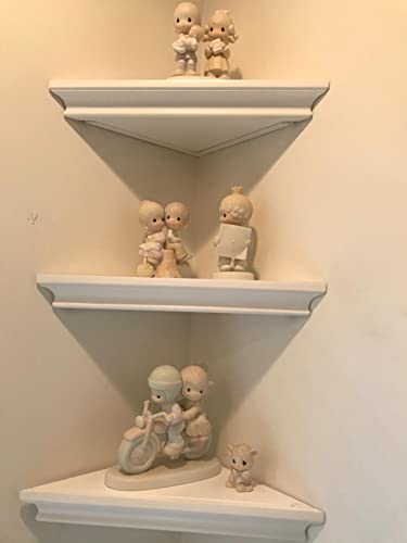 ZGZD White Corner Shelf Wall Mounted Storage Display Shelves for Home Decor, Set of 2 - size: Straight edge