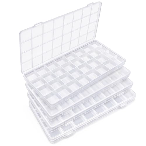 Eppingwin 32 Grids Bead Organizer, Craft Organizers and Storage, Acrylic Organizers, plastic Bead Organizer Box for Crafts Organizing Storing (4 pack) - color: 32 grids(4 P)