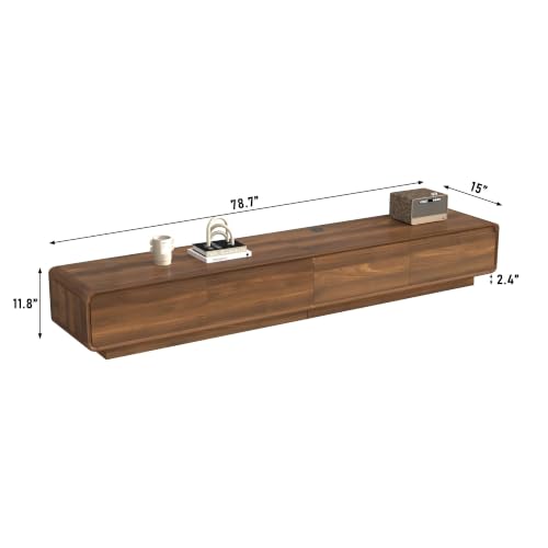 chartustriable 78.7" Minimalist Floating TV Stand for TVs up to 85 Inches, Modern Wall Mounted Media Console with 2 Drawers, Entertainment Center for Living Room, Brown - color: Brown, size: 78.7 Inch