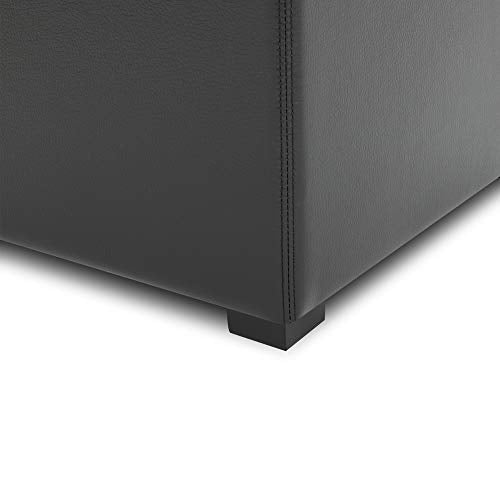 CHITA Storage Ottoman Cube with Tray Lid, Small Footstool with Storage, Square End Table for Living Room and Bedroom, Faux Leather in Black - color: Black
