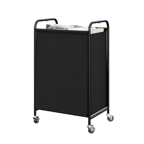 GRANNY SAYS Laundry Hamper, Large Cart with Wheels and Handles, Black, 110L | Heavy Duty Metal Frame, Silent Rolling Basket for Clothes in Bedroom, Bathroom, Dorm - color: Black, size: 110L