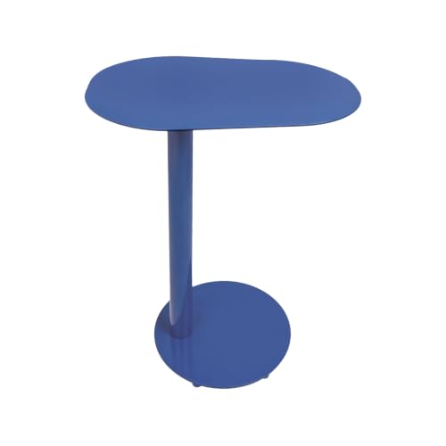 Metal C-Shaped Side Table, Modern End Table for Couch Sofa Bed Small Coffee Drink Tables 25" Height for Home Office Cafe - color: Blue