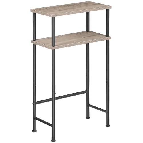HOOBRO Narrow Console Table for Small Space, 15.7" Entryway Table with Storage, 2 Tier Sofa Table with 2 Shelves, Skinny Console Table for Entryway, Hallway, Living Room, Greige and Black BG40XG01 - color: Greige + Black