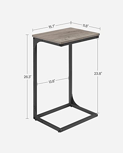 VASAGLE C-Shaped End Table, Side Table for Sofa with Metal Frame | Couch Table, Small TV Tray Table for Living Room, Bedroom, Greige and Black, Barnet Collection ULET353B02 - color: Greige + Black