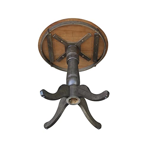 IC INTERNATIONAL CONCEPTS 30" Round Top Counter Height Pedestal Dining Table, 34.9" High, Hickory/Washed Coal - color: Hickory-washed Coal