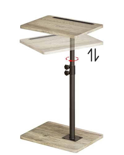 Masupu Sofa Arm Tray Table - 360° Swivel Height Adjustable End Table, Small Snack Side Table for Couch, C Shaped Table for Bed, Chair or TV Tray Table(Greige) - color: Greige