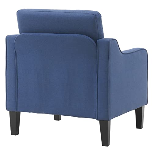 VINGLI Mid century Modern Accent Chair,Navy Blue Fabric Accent Chairs for Living Room Upholstered Armchair with Scooped Arms for Bedroom,Apartment,Studio,Office,Waiting Room - color: Navy Blue