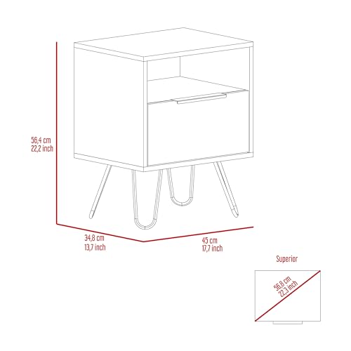 Tuhome Augusta Nightstand, Single Door Cabinet, Hairpin Legs -Smokey Oak - color: Smoky Oak