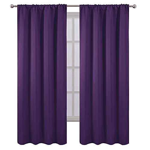 Purple Blackout Curtains/38 x 84 Inch/Set of 2 Panels Rod Pocket Room Darkening Curtains for Bedroom - color: Purple, size: 38"W x 84"L (Pack of 2)
