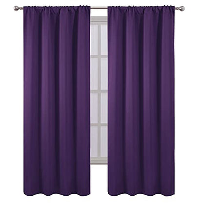 Purple Blackout Curtains/38 x 84 Inch/Set of 2 Panels Rod Pocket Room Darkening Curtains for Bedroom - color: Purple, size: 38"W x 84"L (Pack of 2)