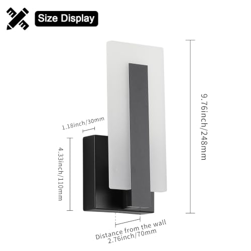 Joosenhouse Modern LED Wall Sconces Up and Down Wall Mount Light Black 3000K Warm White Wall Lights Set of 2, Indoor Wall Lighting for Hallways, Bedrooms, Hallways, Living Room Indoor Wall Lights - color: Black -Non Dimmable