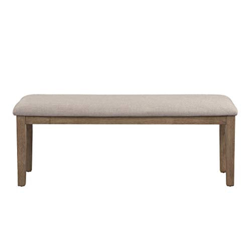 Homelegance Blair Upholstered Dining Bench, 48" W Entryway Bench, Sturdy Solid Wood Frame, Wire Brush Brown Finish, Comfortable Cushion Seat, Easy Assembly, Modern & Traditional, Gray/Brown - color: Gray/Brown, size: Bench